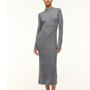 Staud Ramona Ribbed Wool-blend Sweater Knit Maxi Dress in Charcoal Grey